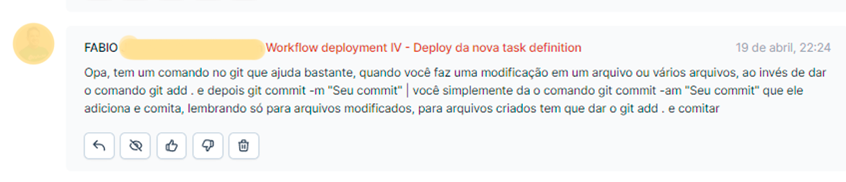 Depoimento de aluno enviado